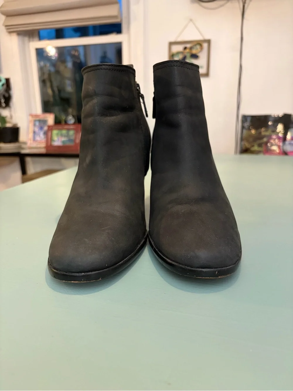 Cole Haan Black Nubuck Ankle Booties with Block Heel